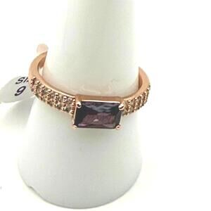 Bomb Party Ive found my passion Rose Gold Amethyst Purple CZ Ring Size 9
